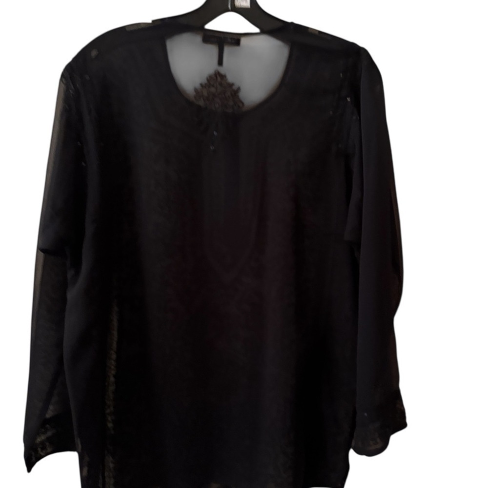 Daisy Fuentes Black Sheer Blouse - Picture 2 of 5